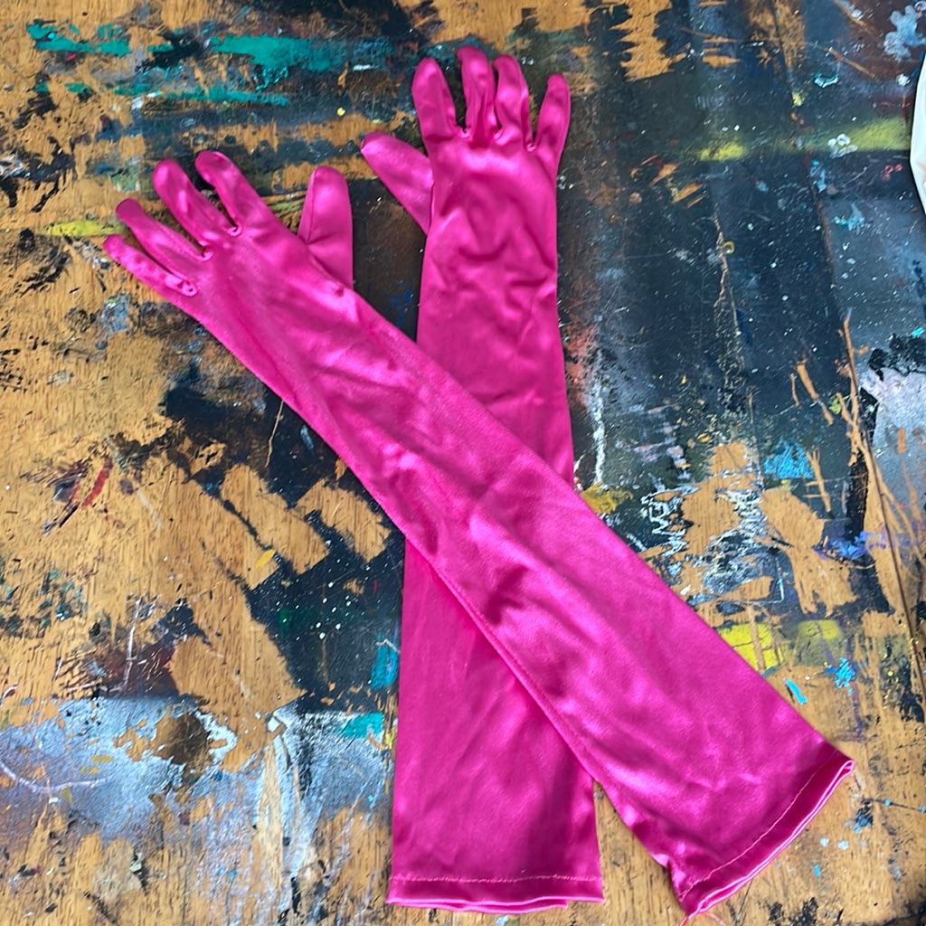 Pink Satin Opera Gloves